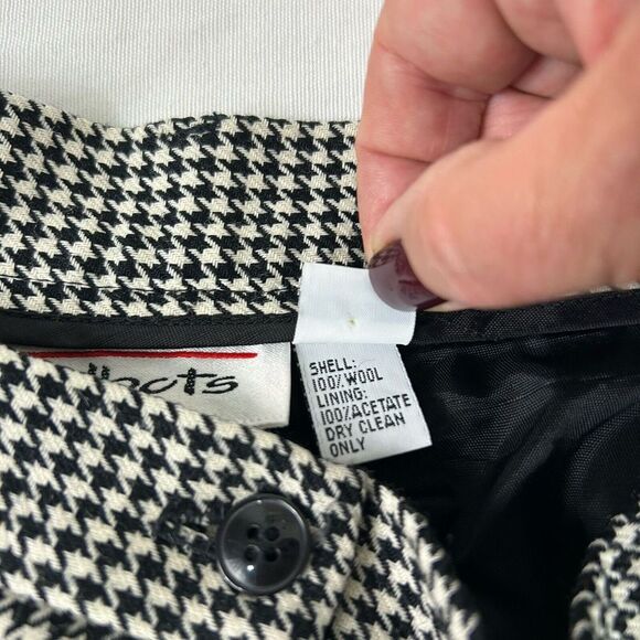 Womens Talbots Vintage Wool Black/White Houndstooth Lined Pants Cuffed Size 12 - Picture 10 of 13